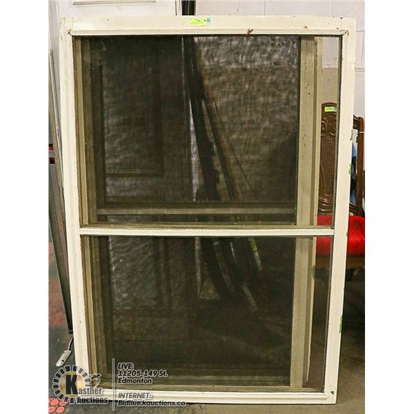 ANTIQUE DOUBLE SCREENED WINDOW FRAME 42 1/2 X