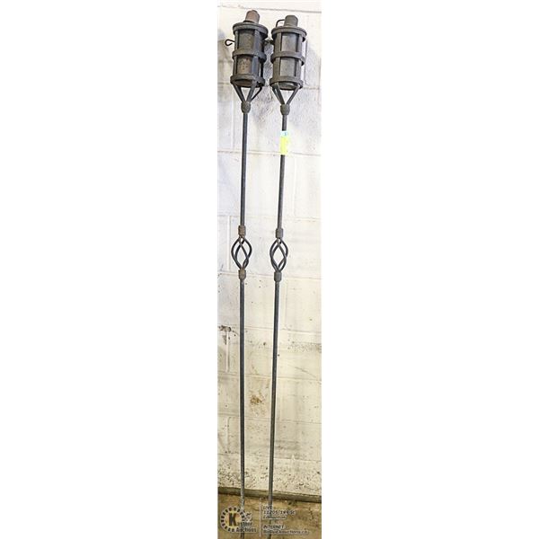 PAIR OF METAL YARD / GARDEN TORCHES