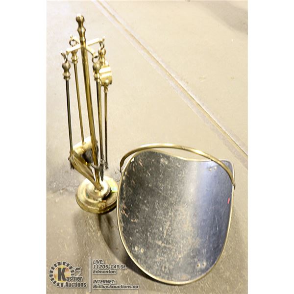 FIREPLACE SET WITH LOG HOLDER.