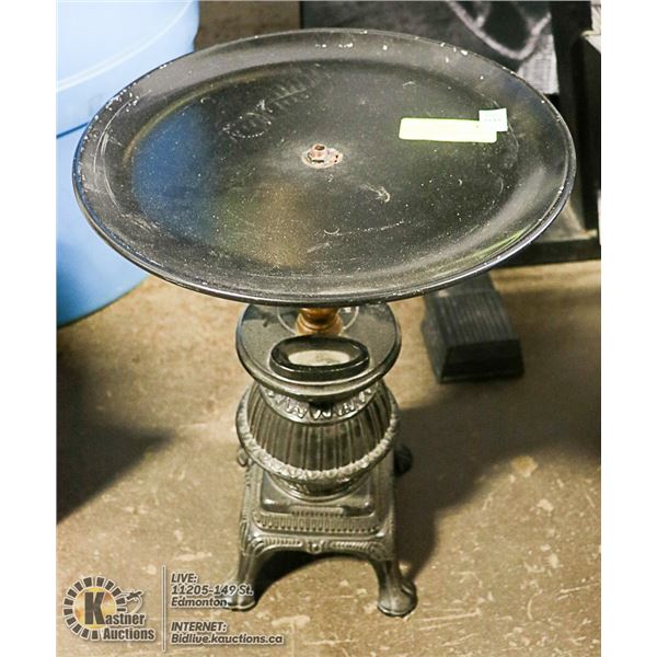 VINTAGE METAL STAND - DESIGNED LIKE ANTIQUE STOVE