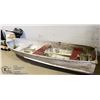 Image 1 : 11.5 FOOT  ALUMINUM BOAT W/ OARS AND MERCURY MOTOR
