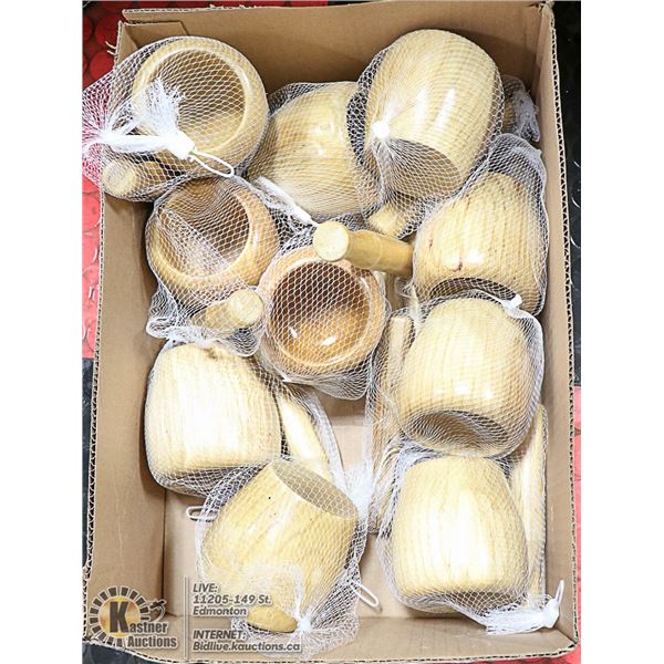 10PCS OF WOODEN MORTAR AND PESTLE