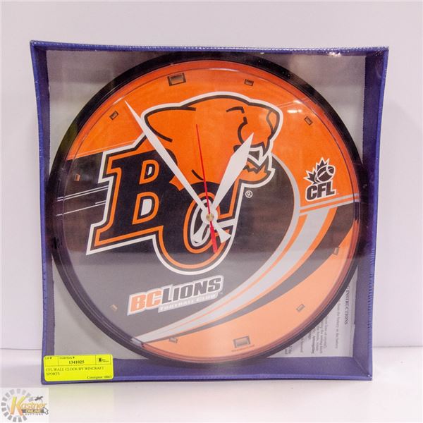 CFL BC LIONS WALL CLOCK BY WINCRAFT SPORTS