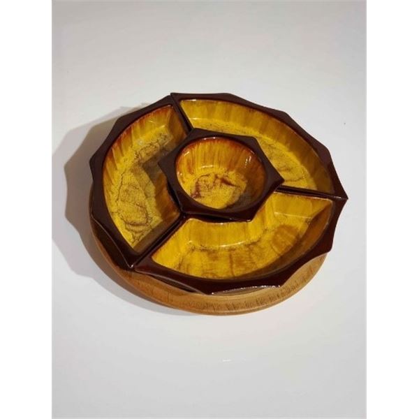 BLUE MOUNTAIN  POTTERY LAZY SUSAN - HARVEST GOLD