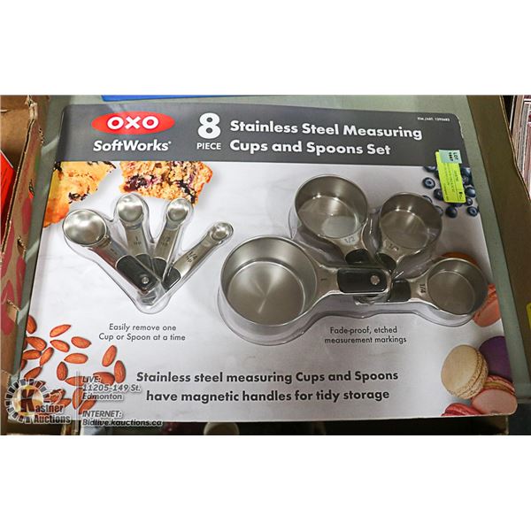UNCLAIMED NEW OXO 8 PC ST. STEEL MEASURING CUPS