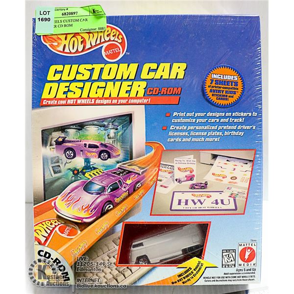 HOT WHEELS CUSTOM CAR DESIGNER CD ROM