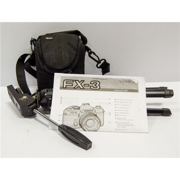 YASHICA FX-3 CAMERA W/ MANUAL & TRIPOD