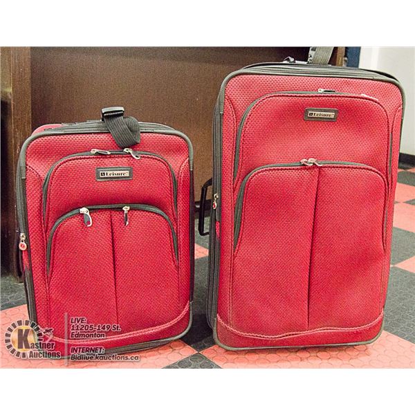 SET OF 2 RED/BLACK LEISURE BRAND SUITCASES
