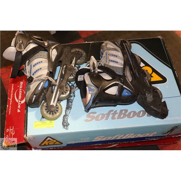 3 PAIR KIDS ROLLER BLADES SIZE 5 - 7- 8