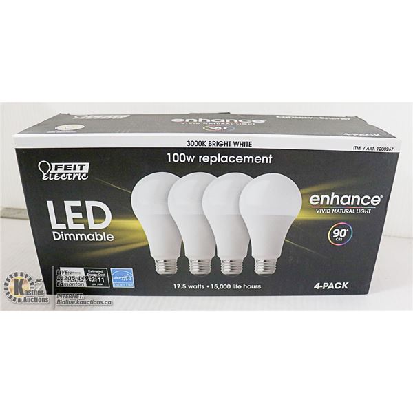 SET OF 4 LED LIGHTS BY FEIT 100 W REPLACEMENT