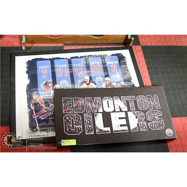 GUN RACK AND 2 OILERS PICTURES