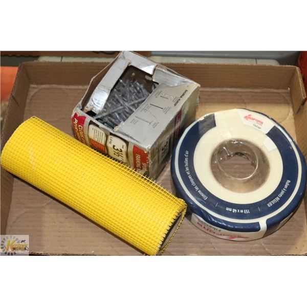 DRYWALL TAPE AND BOX OF NAILS