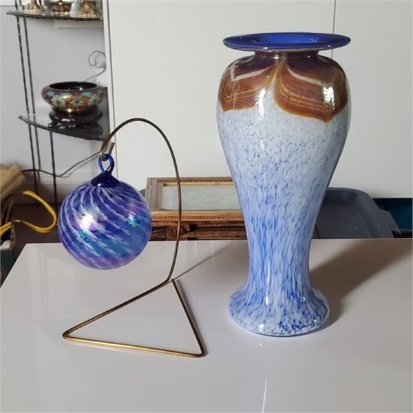 BLUE IRIDESCENT HANDMADE ART GLASS