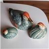 Image 1 : 3 TOYO TEAL BLUE CERAMIC BIRD DISPLAY STATUES