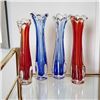 Image 1 : SET OF 4 SWUNG GLASS VASES. MADE IN JAPAN. 6 PETAL