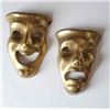Image 1 : VINTAGE COMEDY AND TRAGEDY BRASS MASK PAIR. 7 INCH