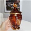 Image 1 : BOHEMIAN CRYSTAL VASE  AMBER  9.5 INCHES TALL