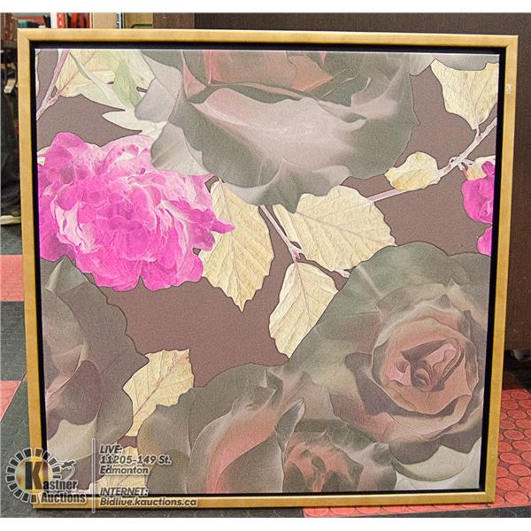 LOT OF 2 GOLD TONE FLORAL PICTURES