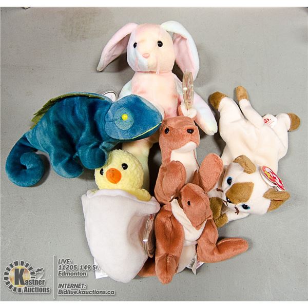 LOT OF 5 ASSORTED TY BEANIES