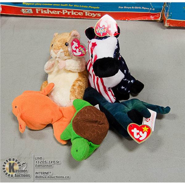 LOT OF 5 ASSORTED TY BEANIES