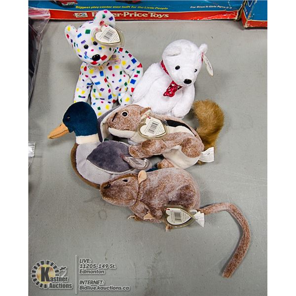 LOT OF 5 ASSORTED TY BEANIES