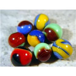 BB Marbles: 6 Akro Corkscrews, 2 Patches