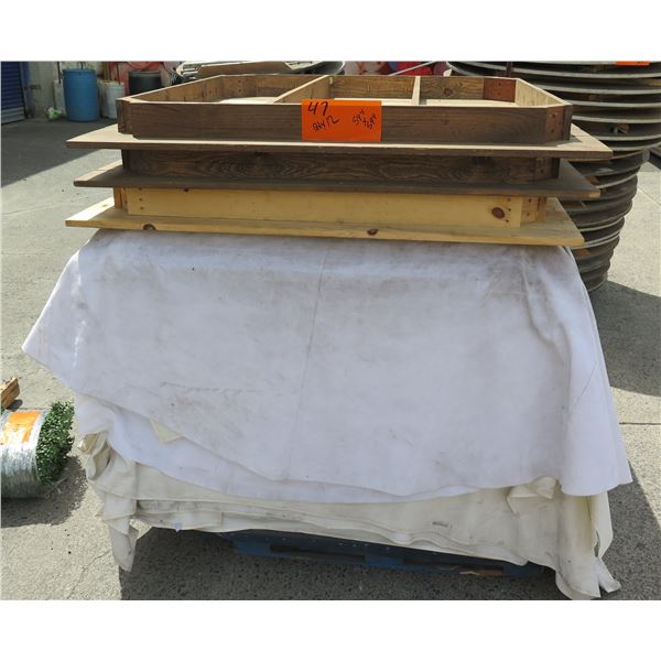 Qty 12 Wood Square Folding Table Tops 54"x54"