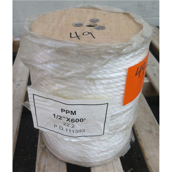 Spool Pacific Wire Rope Co. PPM 1/2"x600' 22.2 PO 111393 White Rope