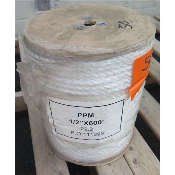 Spool Pacific Wire Rope Co. PPM 1/2"x600' 22.2 PO 111393 White Rope