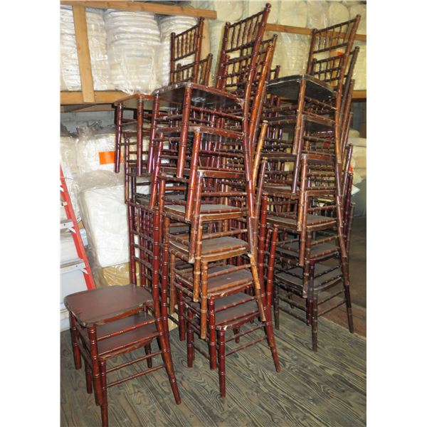 Qty 30 Mahogany Colored Chivari Chairs 16" Diameter x 36"Ht.