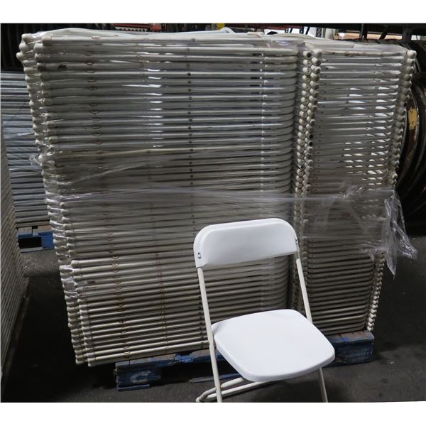 Qty 150 White Metal Folding Chairs 15"x15"x36"H