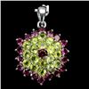 Image 1 : Natural Peridot & Rhodolite Garnet Pendant