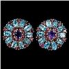 Image 1 : Natural Amethyst Rhodolite  Blue Topaz Earrrings