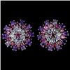 Image 1 : Natural Amethyst Rhodolite Garnet Tanzanite Earrings