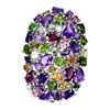 Image 1 : Natural Amethyst Ch-Diopside Emerald Tourmaline Ring