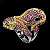 Image 2 : Natural  Rhodolite Garnet & Chrome Diopside Ring