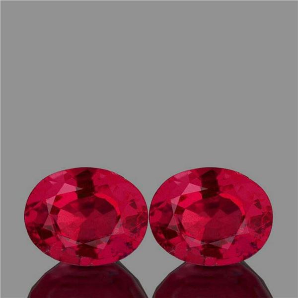 Natural Oval AAA Fire Red Mozambique Ruby Pair