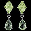 Image 1 : NATURAL GREEN AMETHYST 9X7 MM. PEAR & PERIDOT Earring