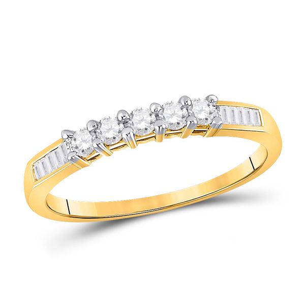 Diamond Wedding 5-Stone Anniversary Band 1/3 Cttw 10kt Yellow Gold