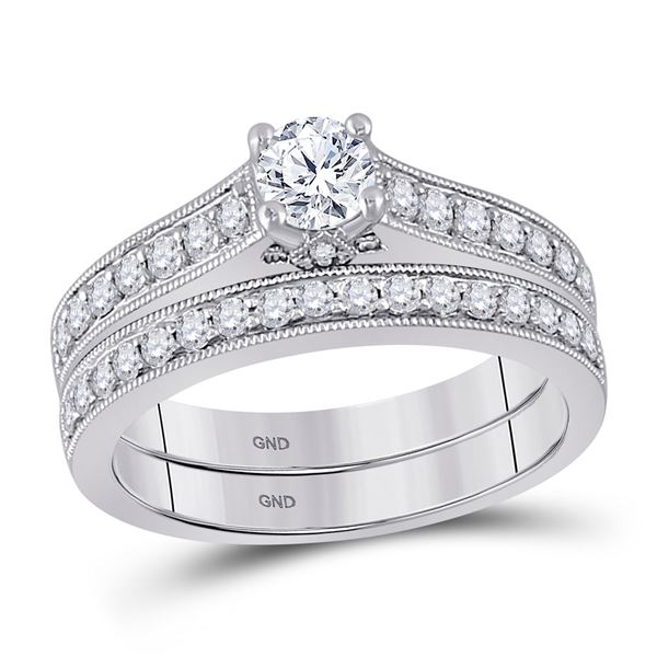 Diamond Bridal Wedding Ring Band Set 3/4 Cttw 14kt White Gold