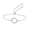Image 1 : Diamond Circle Shape Bolo Bracelet 1/20 Cttw Sterling Silver
