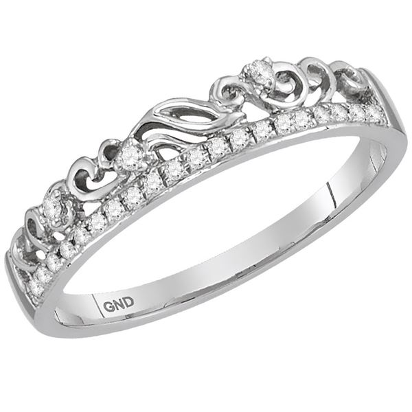 Diamond Stackable Band Ring 1/12 Cttw 14kt White Gold