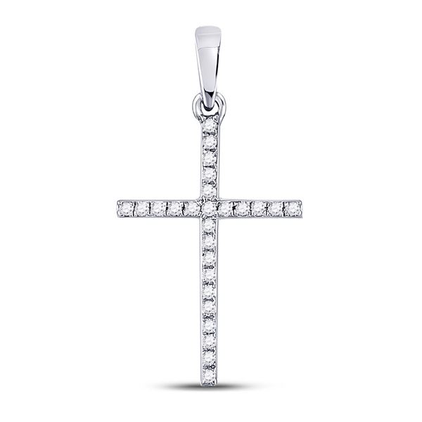 Diamond Religious Cross Pendant 1/6 Cttw 10kt White Gold