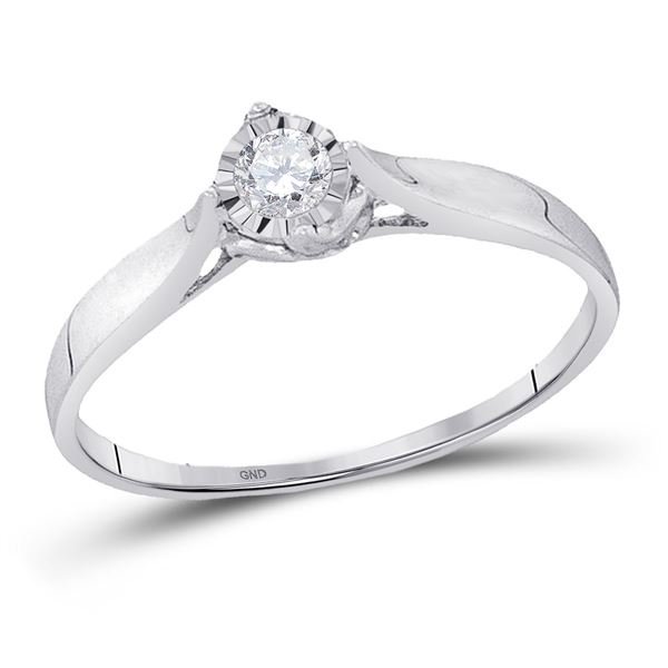 Diamond Solitaire Promise Ring 1/12 Cttw 10kt White Gold