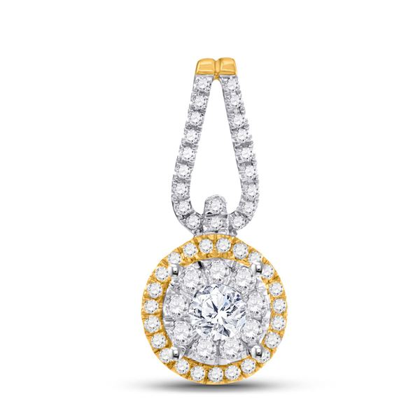 Diamond Halo Solitaire Pendant 1/2 Cttw 14kt Yellow Gold