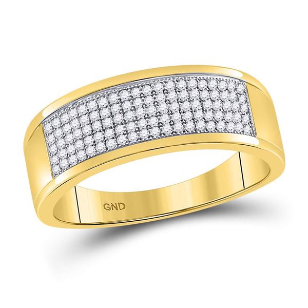 Mens Diamond Micropave Wedding Anniversary Band Ring 1/3 Cttw 10k Yellow Gold