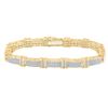 Image 1 : Mens Diamond Rectangle Link Bracelet 5-3/4 Cttw 10kt Yellow Gold