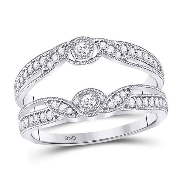 Diamond Wrap Ring Guard Enhancer 1/3 Cttw 14kt White Gold