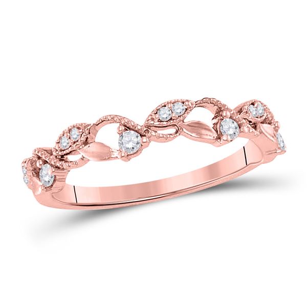 Diamond Vine Stackable Band Ring 1/6 Cttw 10kt Rose Gold