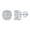 Image 1 : Diamond Circle Cluster Earrings 3/4 Cttw 10kt White Gold